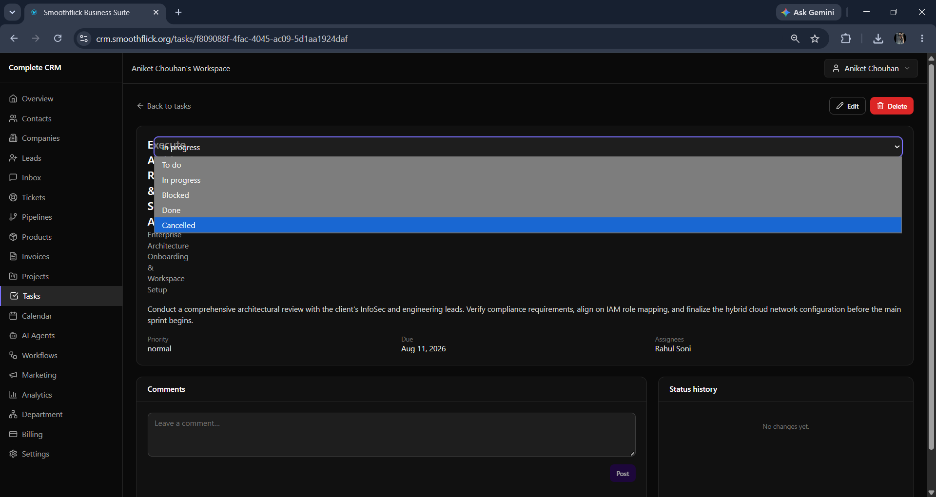 Task detail panel